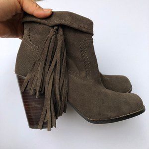 Vintage Sbicca Fringe suede/leather upper booties